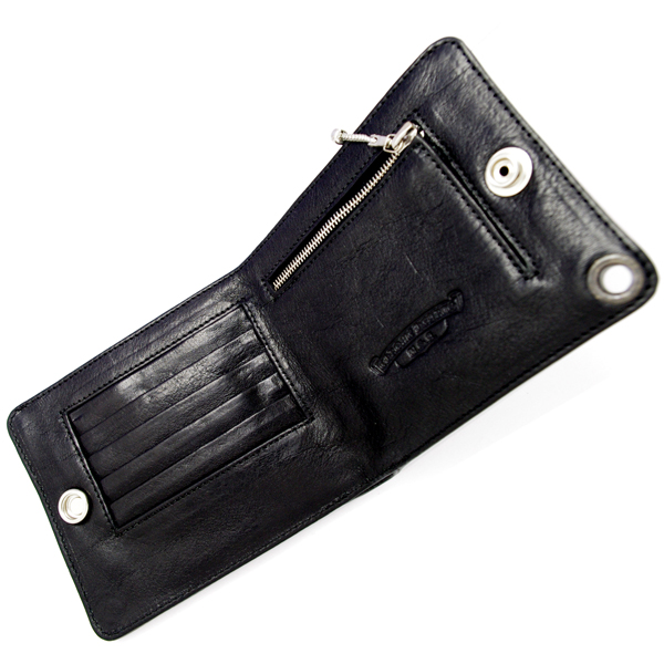 クロムハーツ財布コピー One Snap Crossball Black Heavy Leather Wallet ワンスナップ・クロスボタン・ブラック・ヘビーレザー chw03